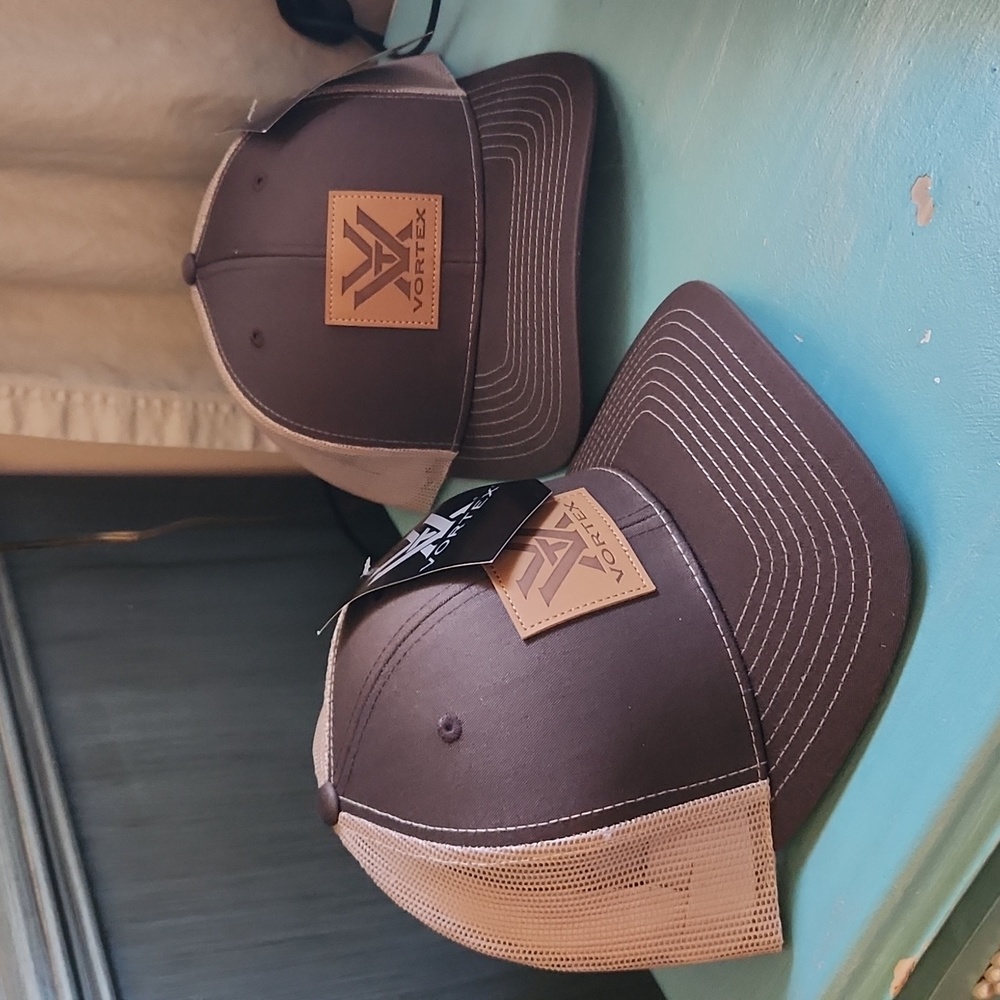 2 Vortex Brown Baseball adjustable sizing hats